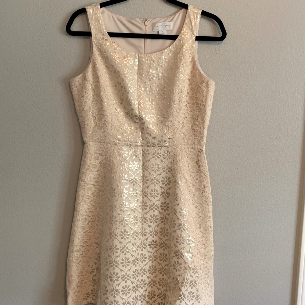 Jessica Simpson Cream and Gold dress